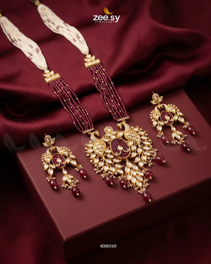 Warda Ornate Peacock Malla Set Malla Necklace - Zeesy Jewellery Pakistan | Premium Artificial & Imitation Jewellery