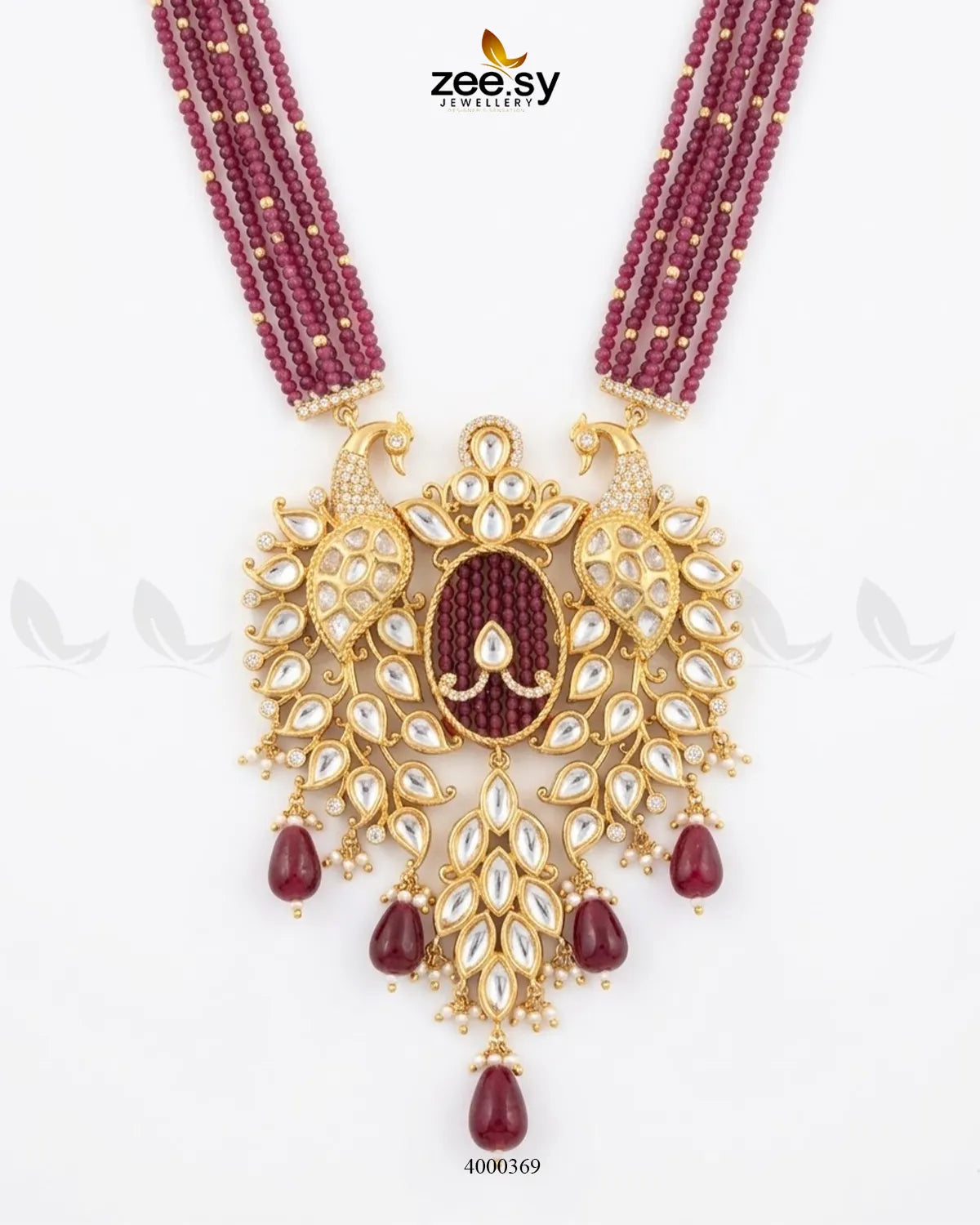 Warda Ornate Peacock Malla Set Malla Necklace - Zeesy Jewellery Pakistan | Premium Artificial & Imitation Jewellery
