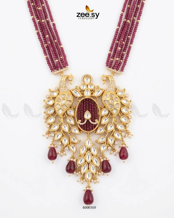 Warda Ornate Peacock Malla Set Malla Necklace - Zeesy Jewellery Pakistan | Premium Artificial & Imitation Jewellery