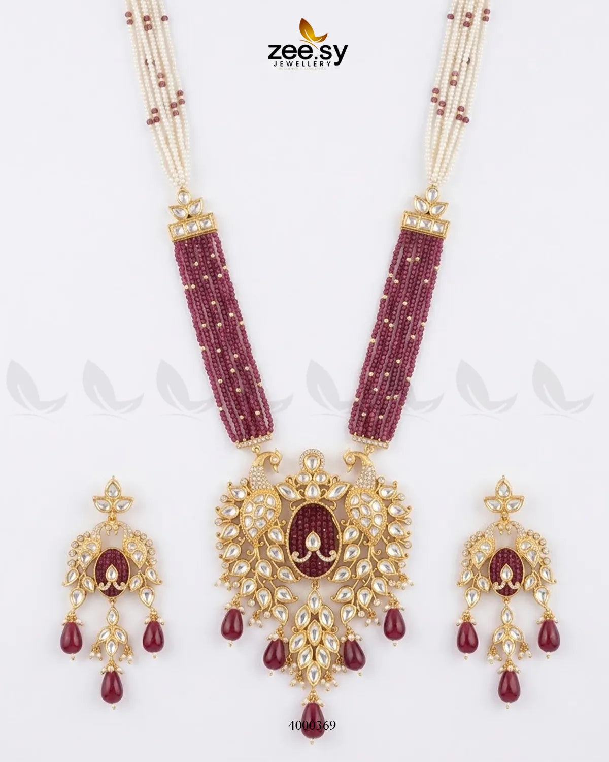 Warda Ornate Peacock Malla Set Malla Necklace - Zeesy Jewellery Pakistan | Premium Artificial & Imitation Jewellery