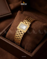 White Gem Golden Cuff Bracelet