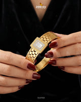 White Gem Golden Cuff Bracelet