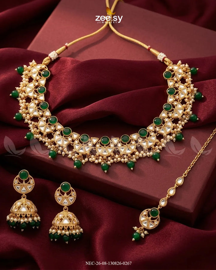 Willow Geometric Pearl Necklace Set