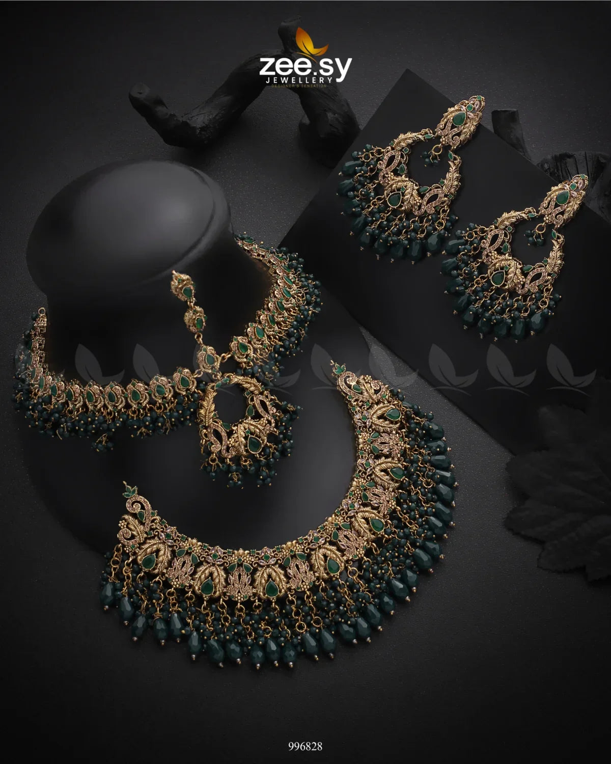 Zarnish Bridal Set Green - Zeesy Jewellery