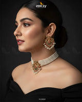 Zarrin Panna Pearl Choker Set - Zeesy Jewellery