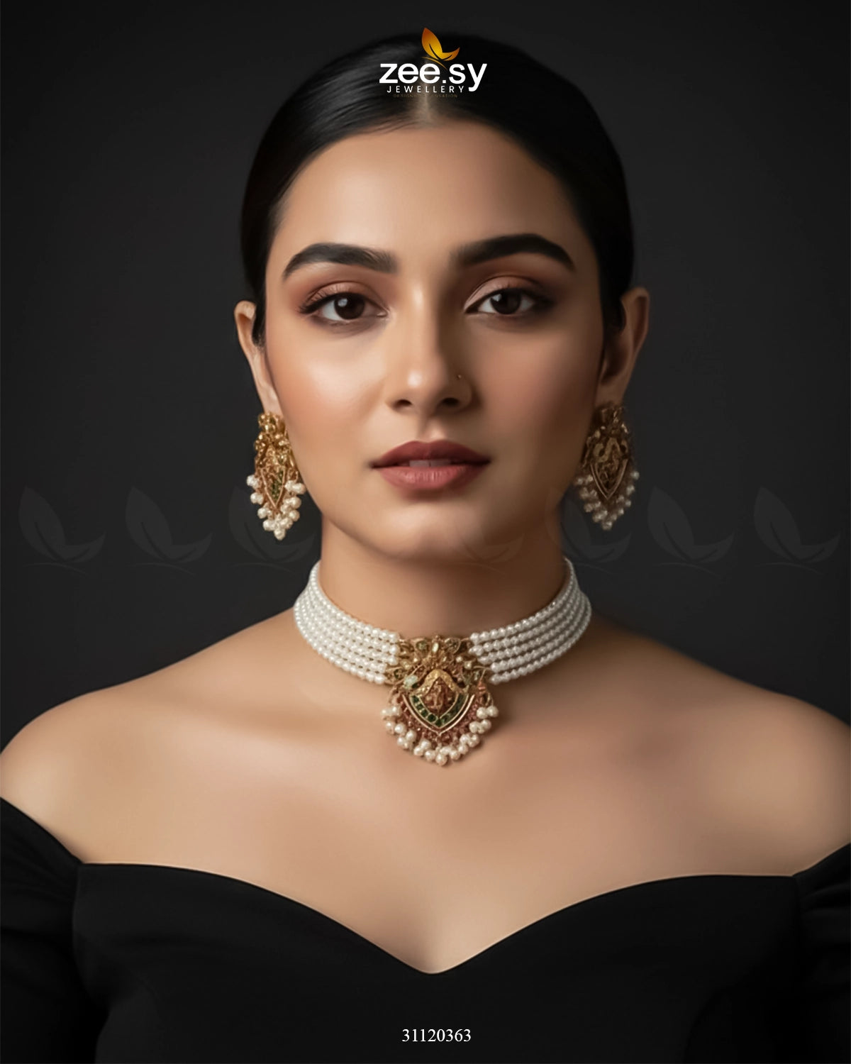 Zarrin Panna Pearl Choker Set - Zeesy Jewellery