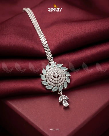 Mint green Zayna Bindiya by RHS09 featuring intricate design on a decorative bindiya for traditional adornment.