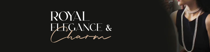 Luxury pearl necklace for women showcased in an elegant fashion banner
