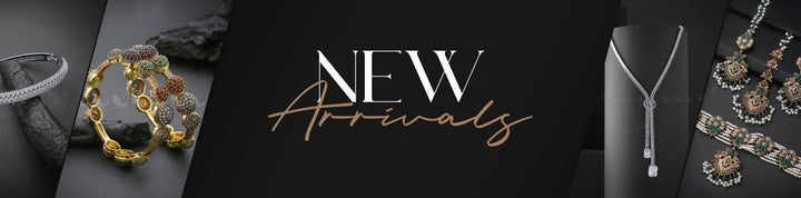 Premium new jewelry arrivals showcasing modern necklaces and ornate earring sets