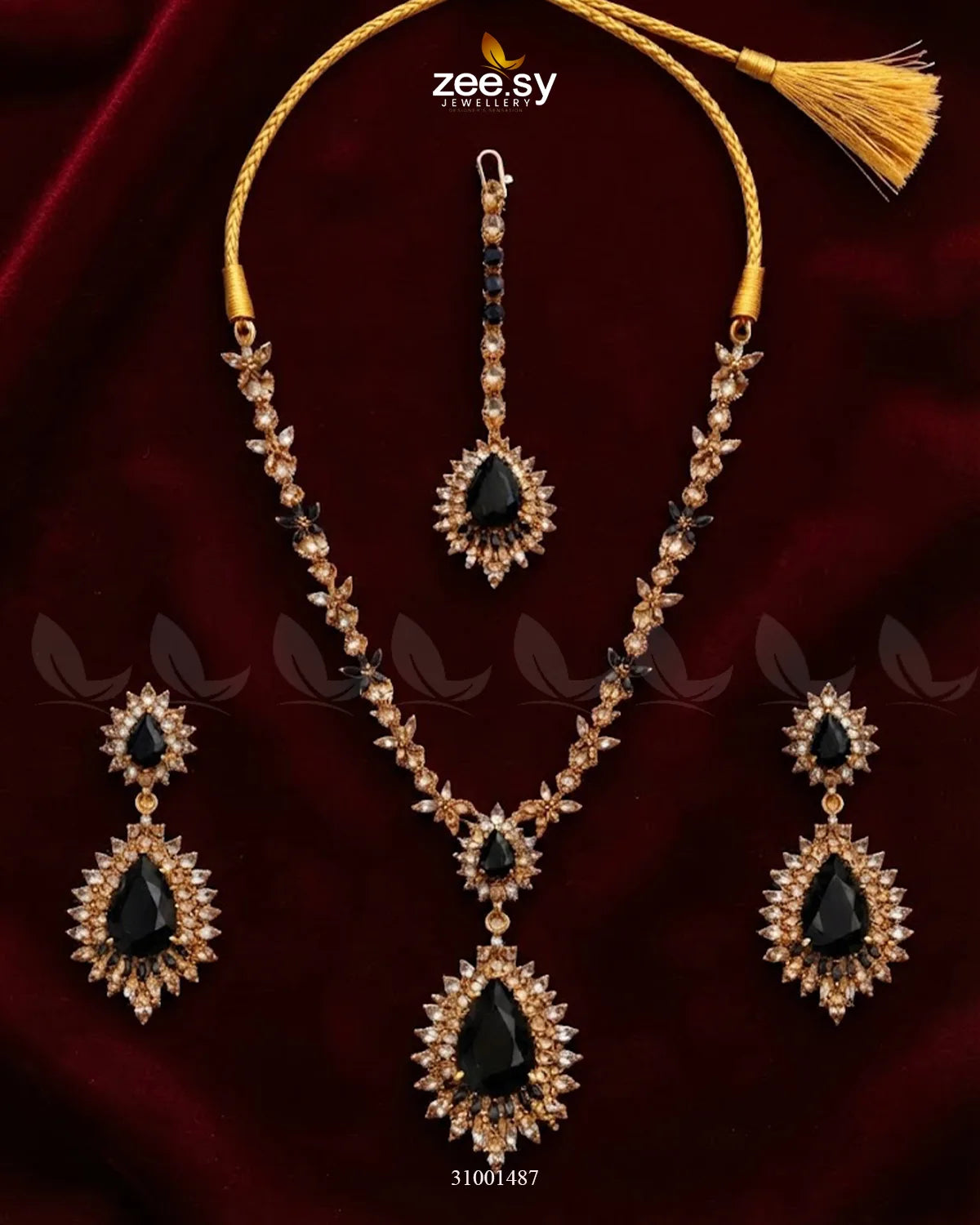 Black Zilla Necklace set by AJ03 featuring intricate design and stylish chain for a trendy accessory look.