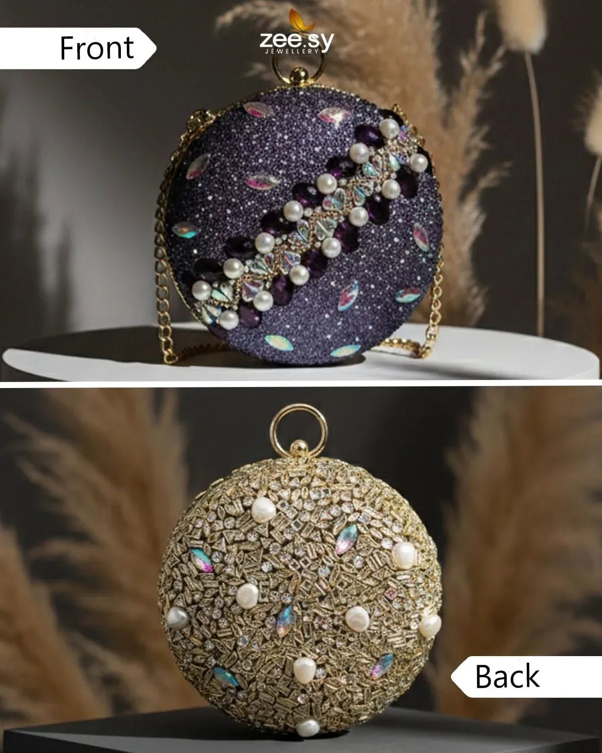 Artisan Crystal Pearl Clutch Bag ACCESSORIES - Zeesy Jewellery Pakistan | Premium Artificial & Imitation Jewellery