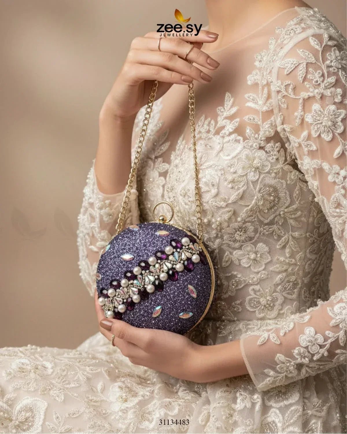 Artisan Crystal Pearl Clutch Bag ACCESSORIES - Zeesy Jewellery Pakistan | Premium Artificial & Imitation Jewellery