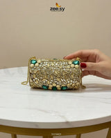 Bella Ferozah Leaf Clutch Bag ACCESSORIES - Zeesy Jewellery Pakistan | Premium Artificial & Imitation Jewellery