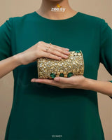 Bella Ferozah Leaf Clutch Bag ACCESSORIES - Zeesy Jewellery Pakistan | Premium Artificial & Imitation Jewellery