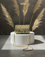 Bella Ferozah Leaf Clutch Bag ACCESSORIES - Zeesy Jewellery Pakistan | Premium Artificial & Imitation Jewellery