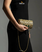Bella Ferozah Leaf Clutch Bag ACCESSORIES - Zeesy Jewellery Pakistan | Premium Artificial & Imitation Jewellery