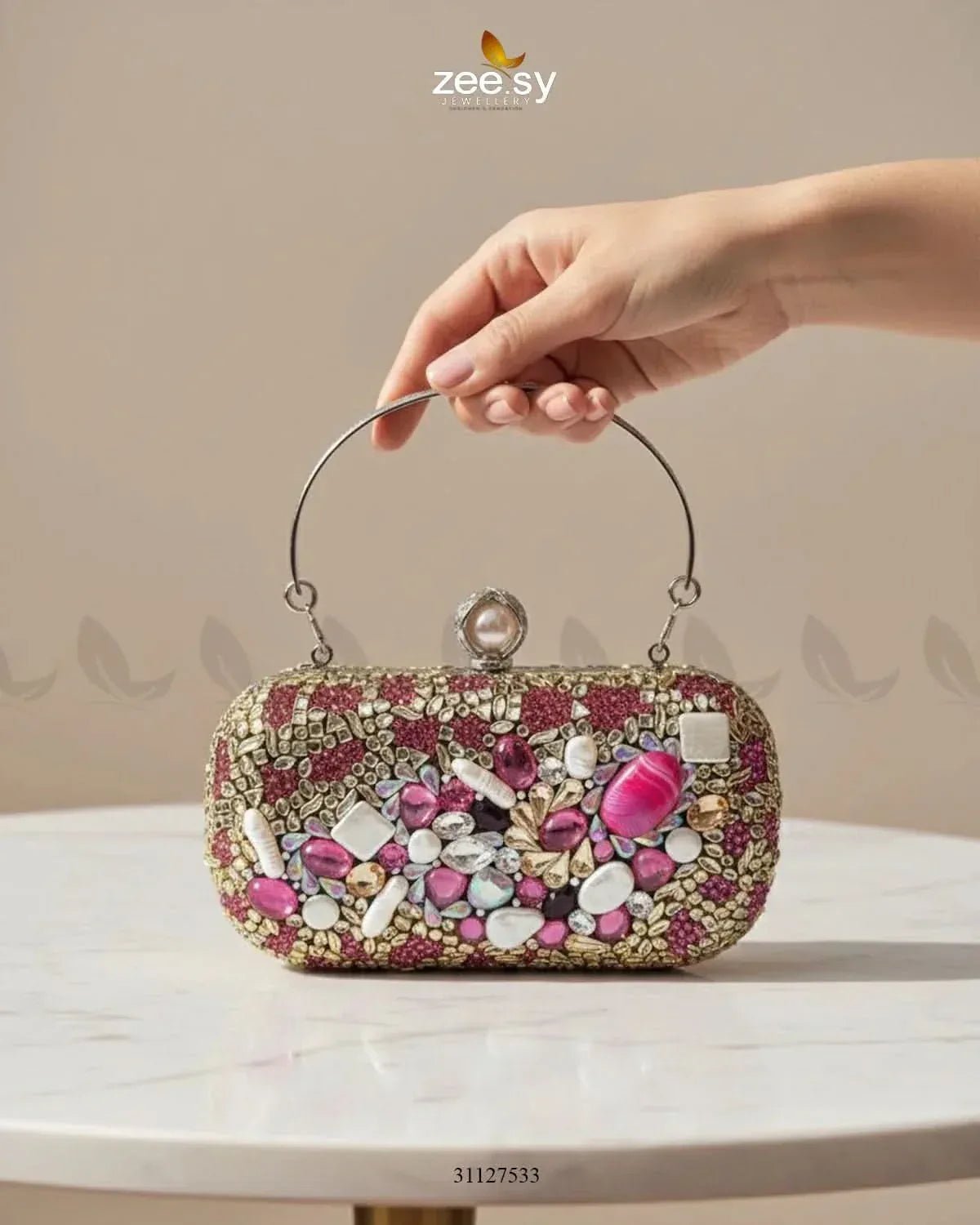 Berry Toned Crystal Fiesta Bag ACCESSORIES - Zeesy Jewellery Pakistan | Premium Artificial & Imitation Jewellery