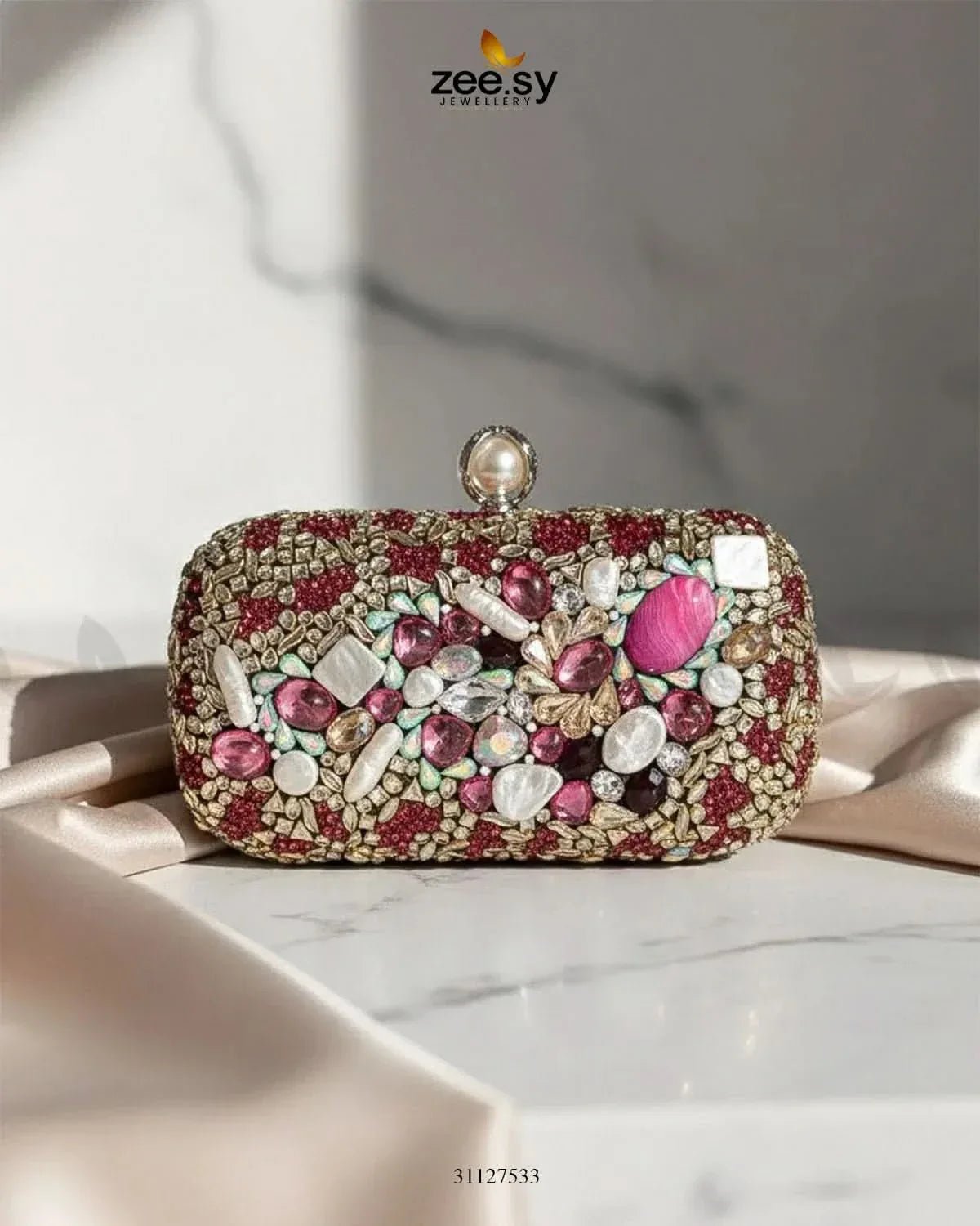 Berry Toned Crystal Fiesta Bag ACCESSORIES - Zeesy Jewellery Pakistan | Premium Artificial & Imitation Jewellery