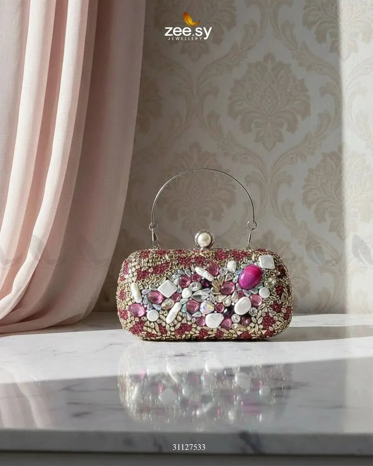 Berry Toned Crystal Fiesta Bag ACCESSORIES - Zeesy Jewellery Pakistan | Premium Artificial & Imitation Jewellery