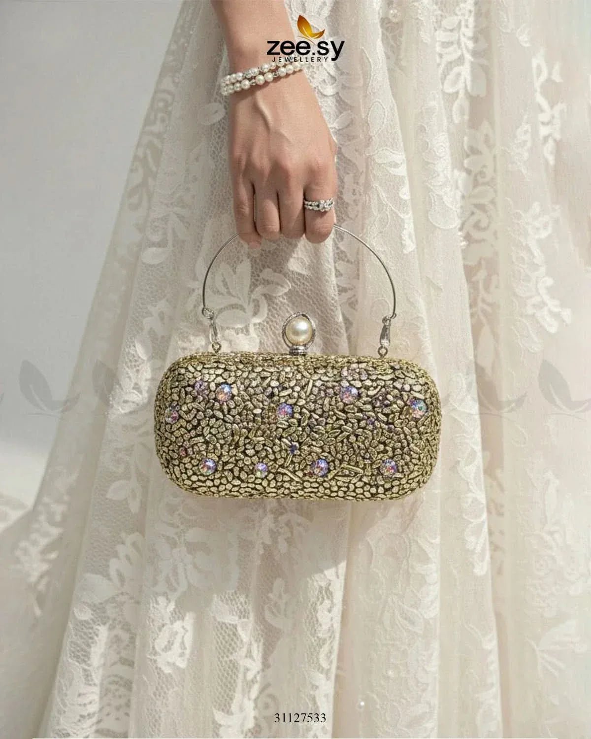 Berry Toned Crystal Fiesta Bag ACCESSORIES - Zeesy Jewellery Pakistan | Premium Artificial & Imitation Jewellery