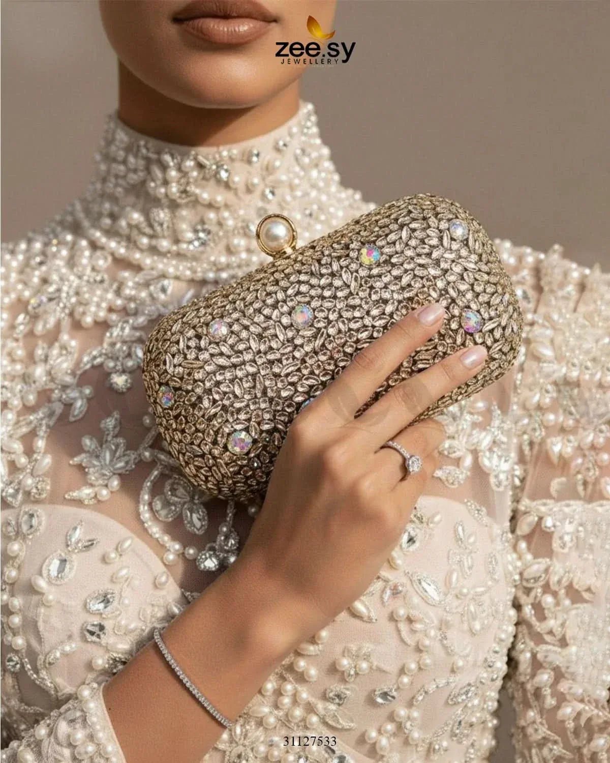 Berry Toned Crystal Fiesta Bag ACCESSORIES - Zeesy Jewellery Pakistan | Premium Artificial & Imitation Jewellery