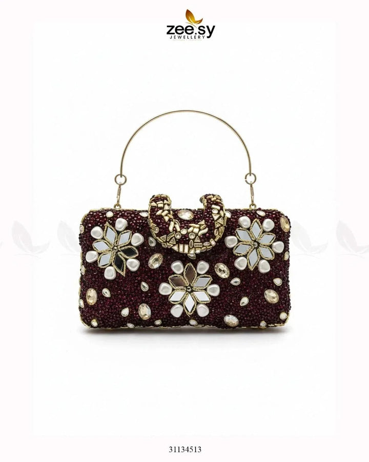 Elegant Ruby Crystal Clutch Bag ACCESSORIES - Zeesy Jewellery Pakistan | Premium Artificial & Imitation Jewellery