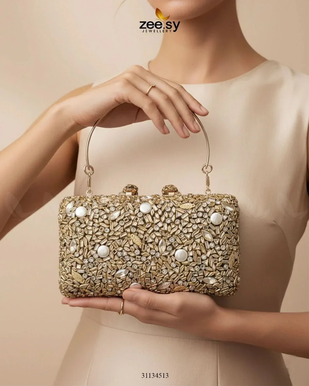 Elegant Ruby Crystal Clutch Bag ACCESSORIES - Zeesy Jewellery Pakistan | Premium Artificial & Imitation Jewellery