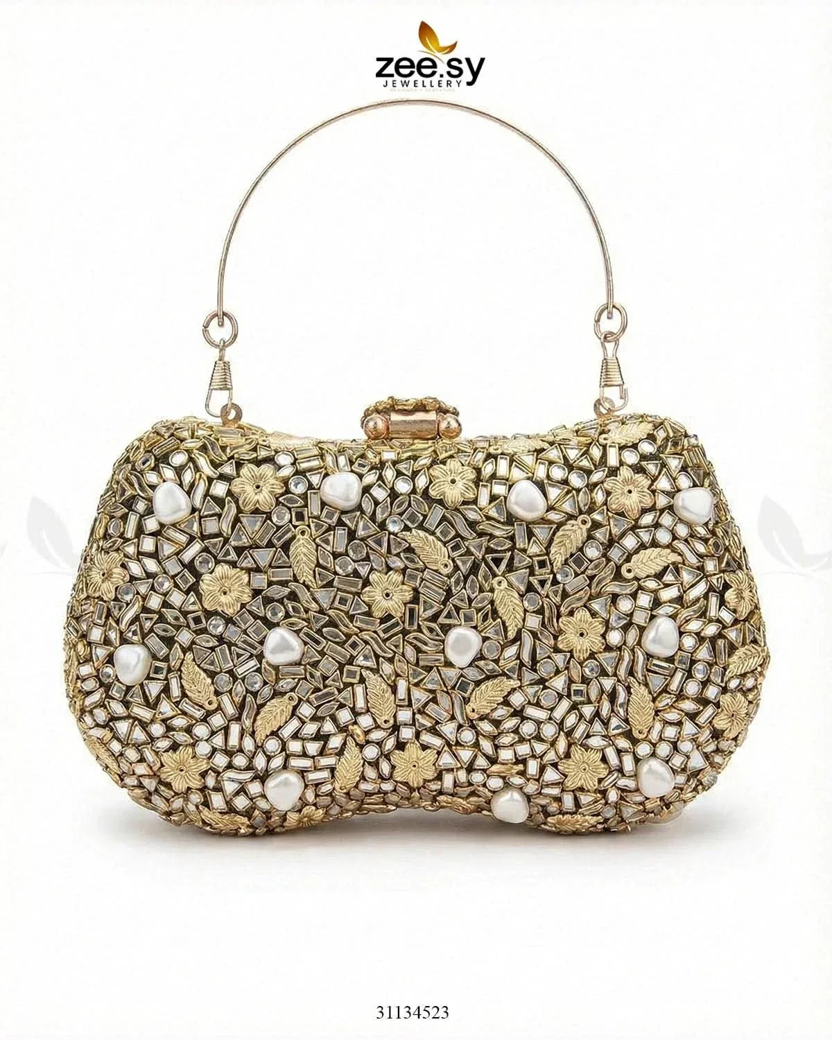 Emerald Baroque Pearl Clutch Bag ACCESSORIES - Zeesy Jewellery Pakistan | Premium Artificial & Imitation Jewellery