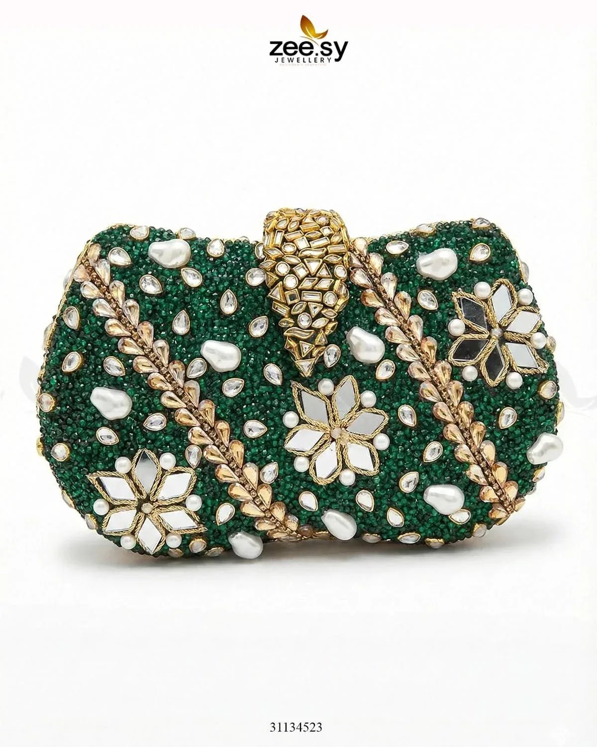 Emerald Baroque Pearl Clutch Bag ACCESSORIES - Zeesy Jewellery Pakistan | Premium Artificial & Imitation Jewellery