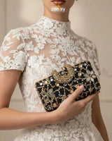 Floral Crystal Cocktail Clutch Bag ACCESSORIES - Zeesy Jewellery Pakistan | Premium Artificial & Imitation Jewellery