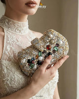 Gilded Embellished Kundan Clutch Bag ACCESSORIES - Zeesy Jewellery Pakistan | Premium Artificial & Imitation Jewellery