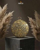 Golden Crosshatch Gem Clutch Bag ACCESSORIES - Zeesy Jewellery Pakistan | Premium Artificial & Imitation Jewellery