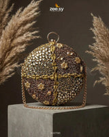 Golden Crosshatch Gem Clutch Bag ACCESSORIES - Zeesy Jewellery Pakistan | Premium Artificial & Imitation Jewellery