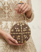 Mahogany Leaf Embellished Clutch Bag ACCESSORIES - Zeesy Jewellery Pakistan | Premium Artificial & Imitation Jewellery