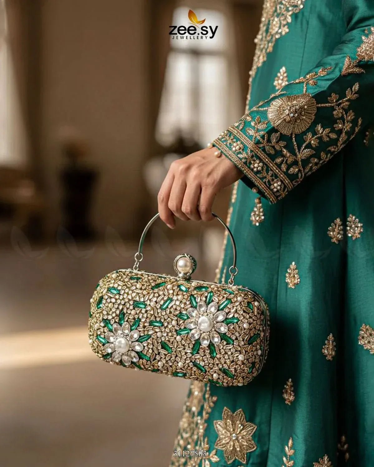 Majestic Gold Azure Evening Bag ACCESSORIES - Zeesy Jewellery Pakistan | Premium Artificial & Imitation Jewellery