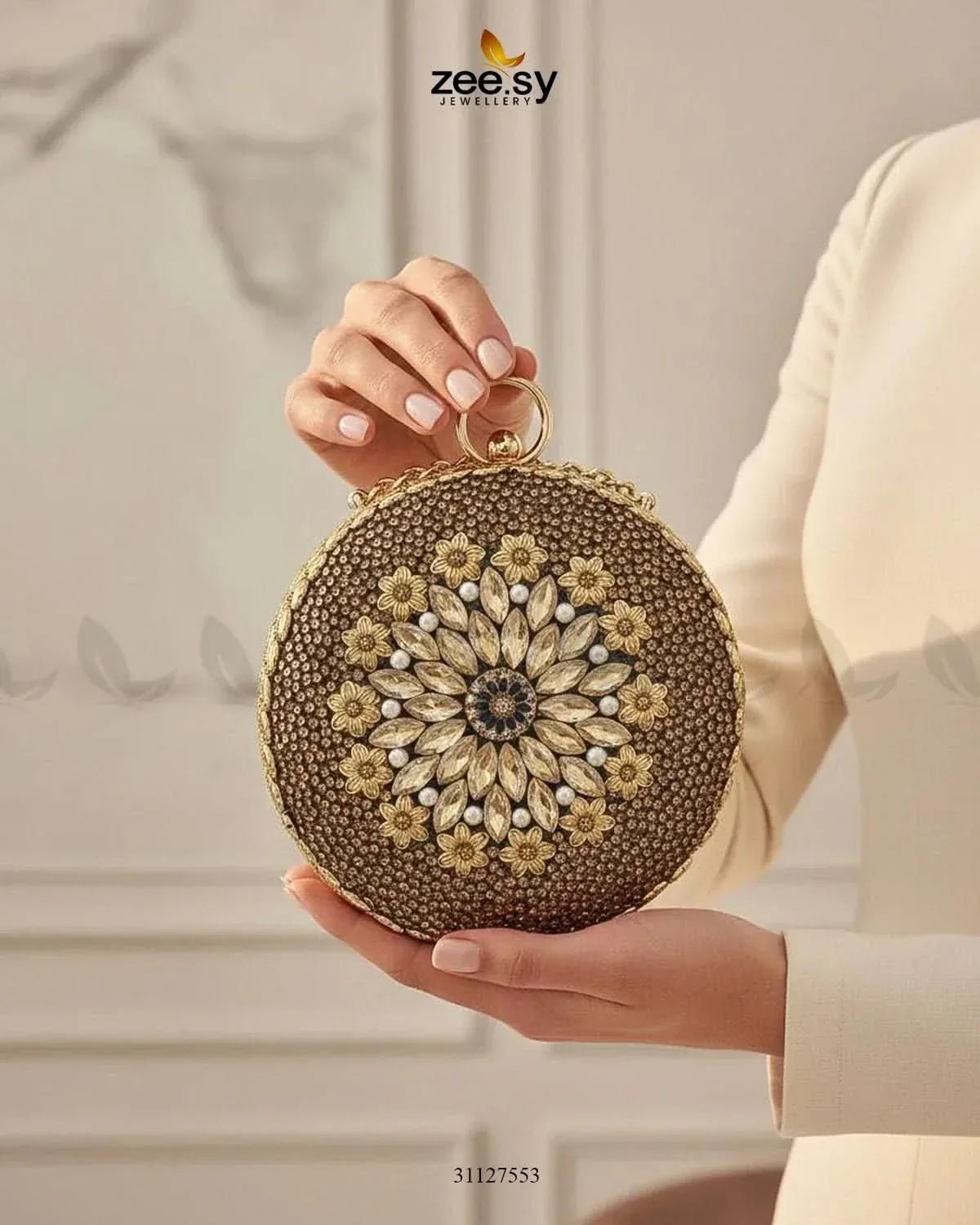 Midnight Sunburst Floral Ball Bag ACCESSORIES - Zeesy Jewellery Pakistan | Premium Artificial & Imitation Jewellery
