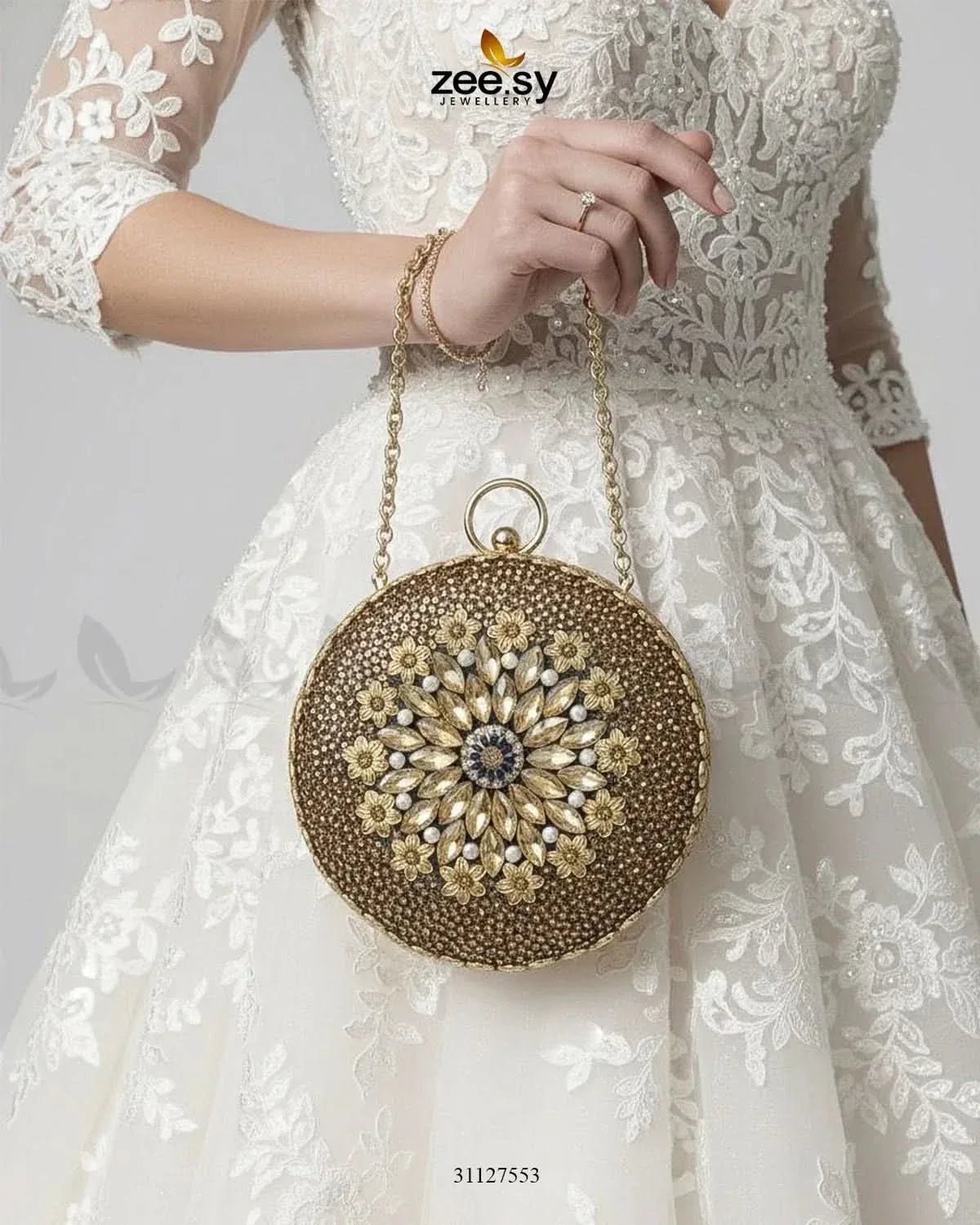 Midnight Sunburst Floral Ball Bag ACCESSORIES - Zeesy Jewellery Pakistan | Premium Artificial & Imitation Jewellery