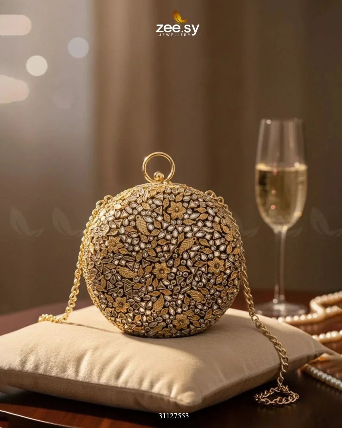 Midnight Sunburst Floral Ball Bag ACCESSORIES - Zeesy Jewellery Pakistan | Premium Artificial & Imitation Jewellery