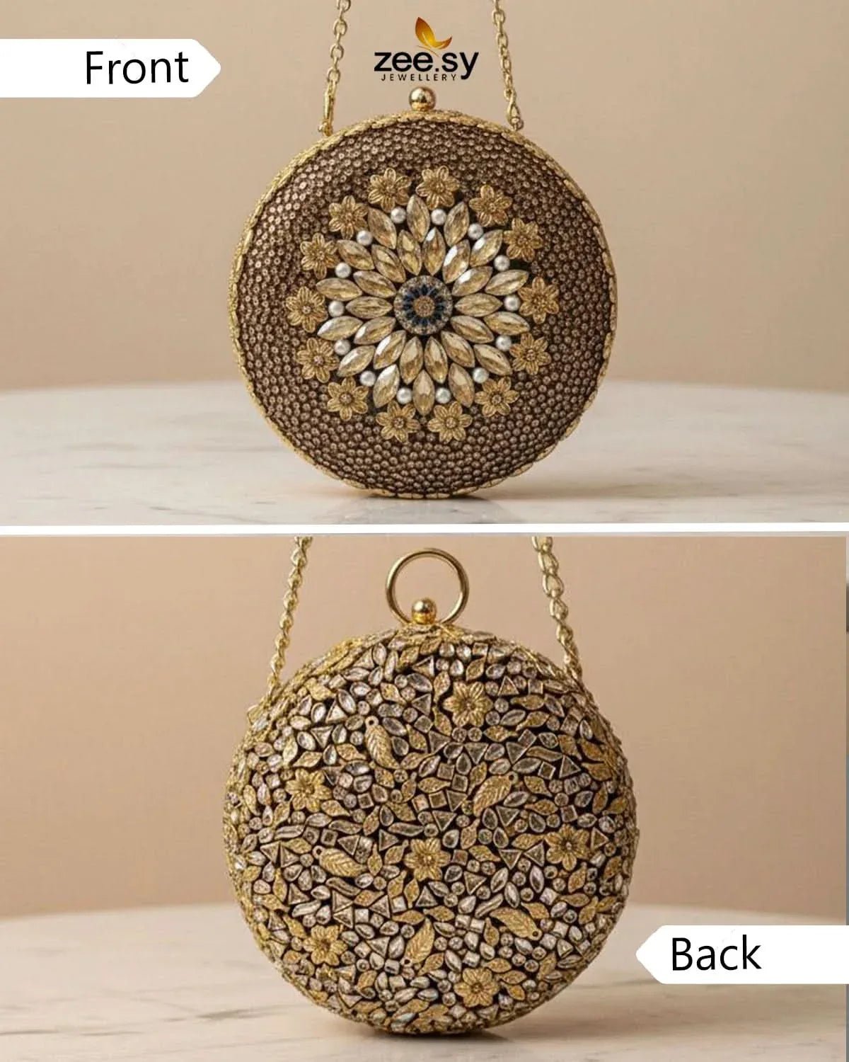 Midnight Sunburst Floral Ball Bag ACCESSORIES - Zeesy Jewellery Pakistan | Premium Artificial & Imitation Jewellery