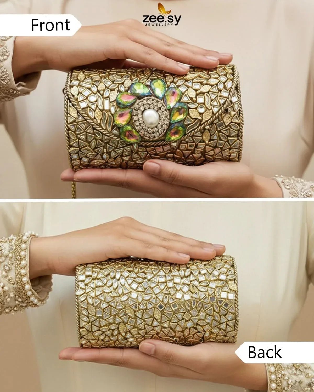 Moon Center Baroque Clutch Bag ACCESSORIES - Zeesy Jewellery Pakistan | Premium Artificial & Imitation Jewellery