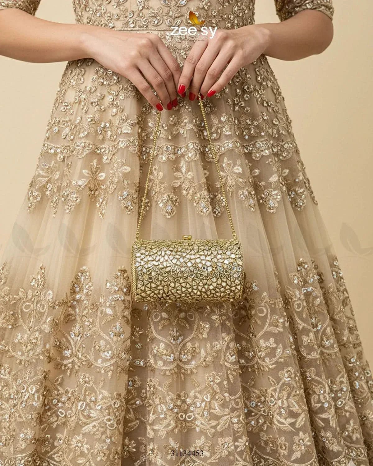 Moon Center Baroque Clutch Bag ACCESSORIES - Zeesy Jewellery Pakistan | Premium Artificial & Imitation Jewellery