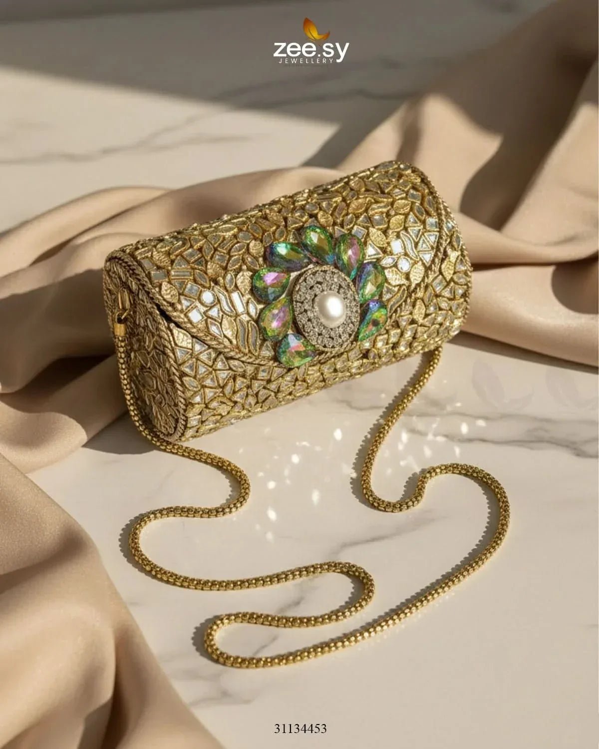 Moon Center Baroque Clutch Bag ACCESSORIES - Zeesy Jewellery Pakistan | Premium Artificial & Imitation Jewellery