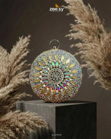 Moonlit Iridescent Bloom Clutch Bag ACCESSORIES - Zeesy Jewellery Pakistan | Premium Artificial & Imitation Jewellery
