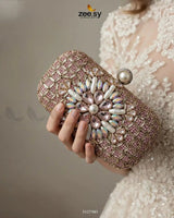 Rose Petal Crystal Clutch Bag ACCESSORIES - Zeesy Jewellery Pakistan | Premium Artificial & Imitation Jewellery