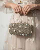 Rose Petal Crystal Clutch Bag ACCESSORIES - Zeesy Jewellery Pakistan | Premium Artificial & Imitation Jewellery