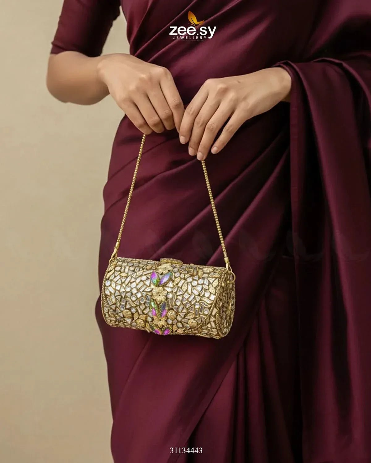 Royal Heritage Floral Clutch Bag ACCESSORIES - Zeesy Jewellery Pakistan | Premium Artificial & Imitation Jewellery