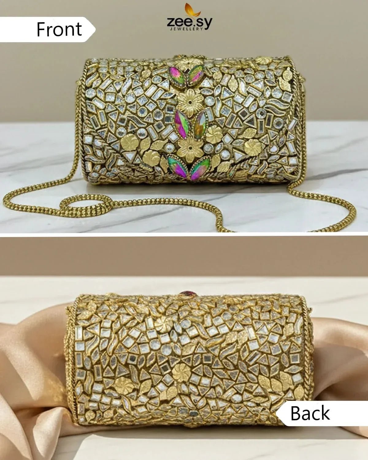Royal Heritage Floral Clutch Bag ACCESSORIES - Zeesy Jewellery Pakistan | Premium Artificial & Imitation Jewellery