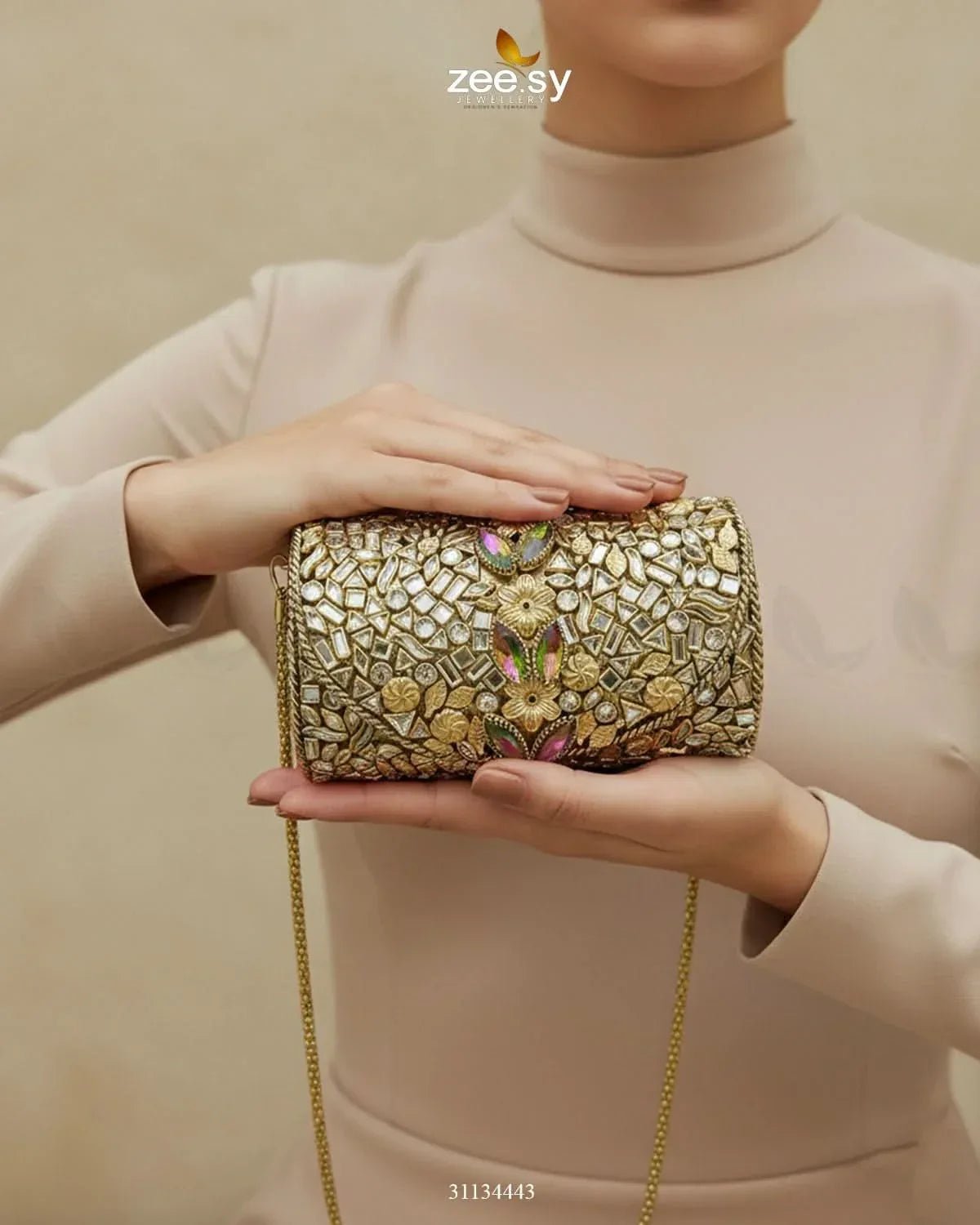 Royal Heritage Floral Clutch Bag ACCESSORIES - Zeesy Jewellery Pakistan | Premium Artificial & Imitation Jewellery