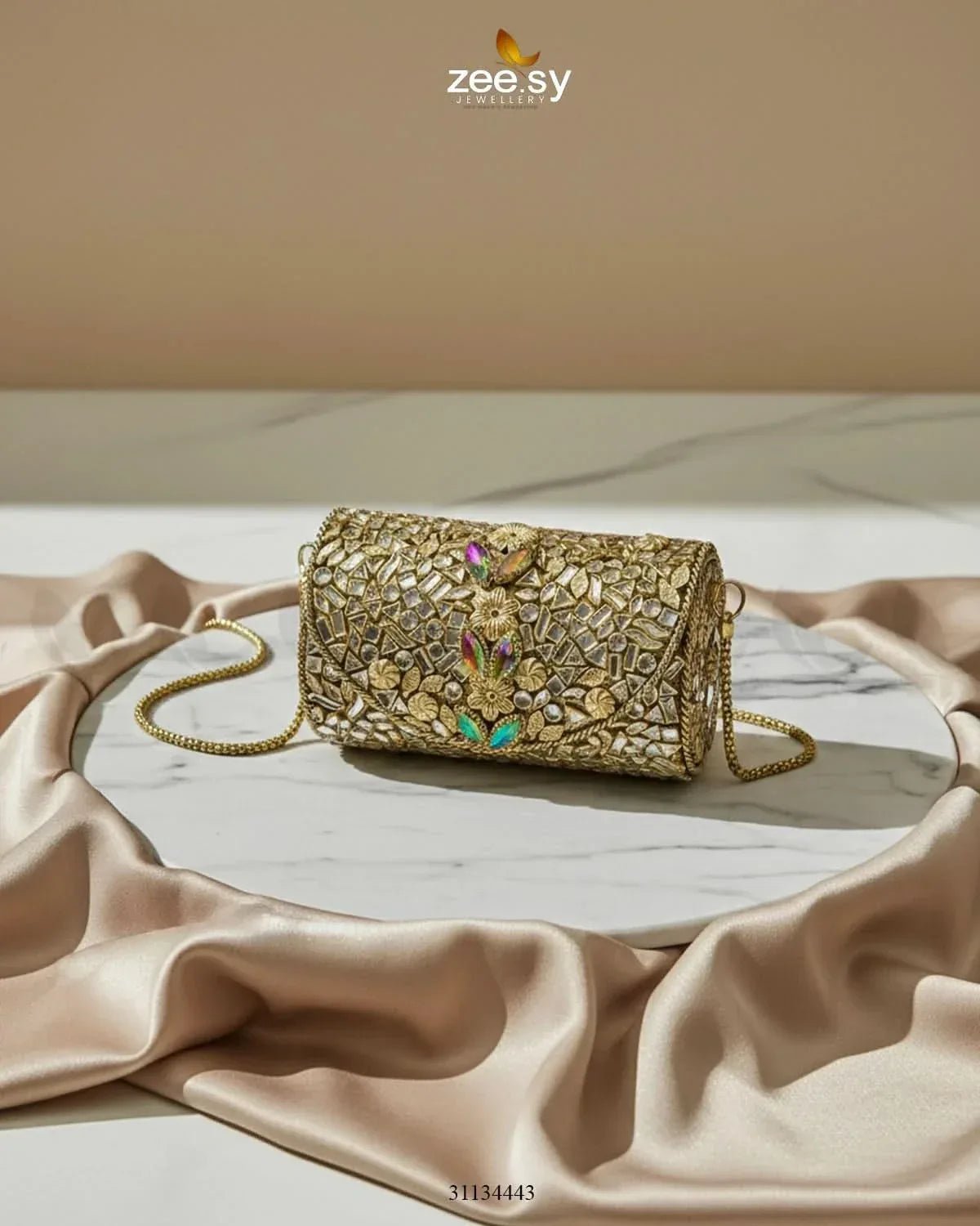 Royal Heritage Floral Clutch Bag ACCESSORIES - Zeesy Jewellery Pakistan | Premium Artificial & Imitation Jewellery