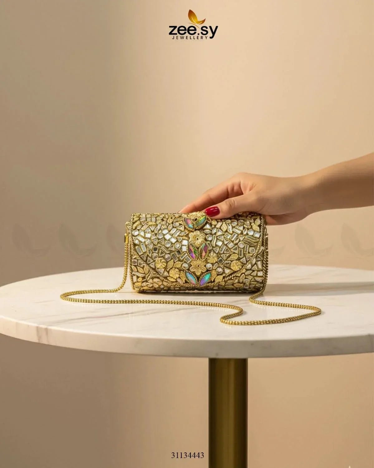 Royal Heritage Floral Clutch Bag ACCESSORIES - Zeesy Jewellery Pakistan | Premium Artificial & Imitation Jewellery